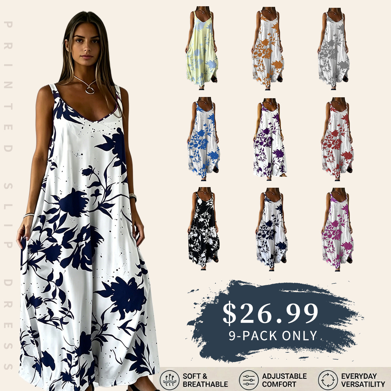 🔥Summer Sale🔥printed slip dress