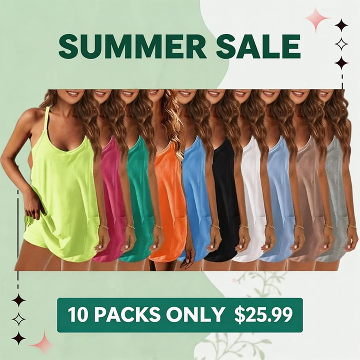 🔥Summer Sale🔥Womens Summer Sleeveless Mini Dress V Neck Spaghetti