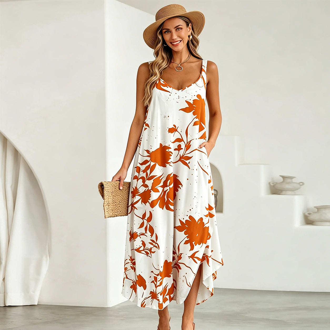 🔥Summer Sale🔥printed slip dress
